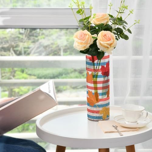 Autumn Maple Leaves Plastic Flower Vase for Home Decor 118 x 39 Inch