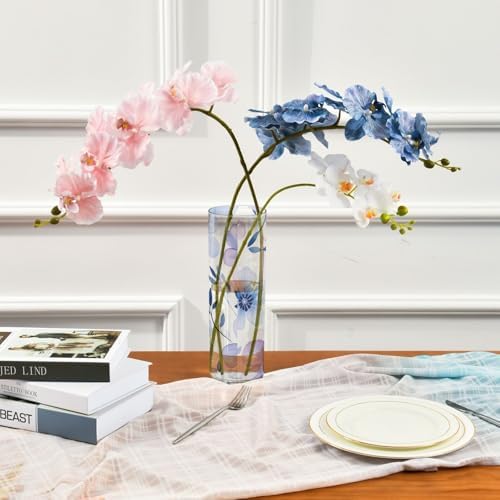 Purple Watercolor Blooms Plastic Hurricane Candle Holder 118x39 Inch Decorative