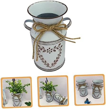 Cabilock Vintage Metal Flower Bucket for Floral Arrangement Rustic Decorative Vase