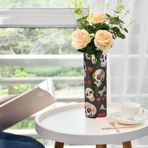 Skull Heart Flower Vase 118 x 39 Inch Decorative Cylinder for Home Kitchen Living Room