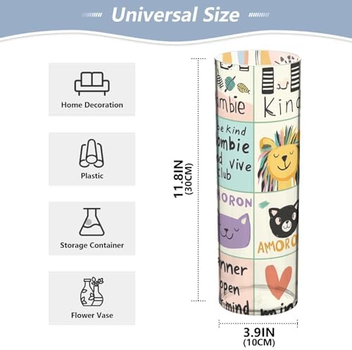 Doodle Cartoon Animals Plastic Hurricane Candle Holder 118 x 39 Inch