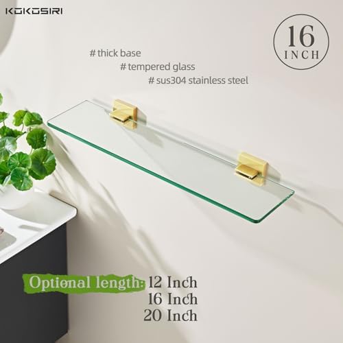 KOKOSIRI Floating Tempered Glass Shelf 16x56 Inch