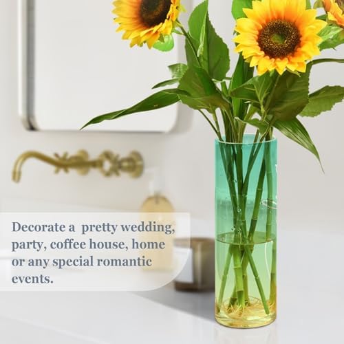 J JOYSAY Custom Teal Yellow Gradient Plastic Vase