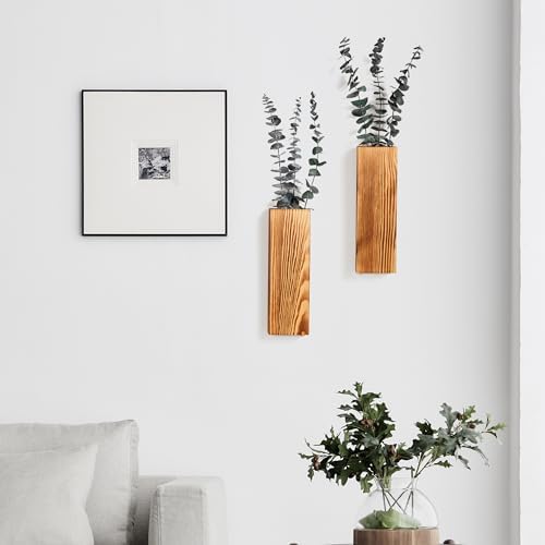 2 Pack Wood Wall Planters - Modern Farmhouse Decor for Home Office and Living Room