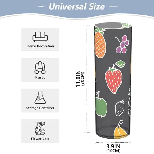 Cute Line Art Fruit Dark Grey Plastic Hurricane Candle Holder 118 x 39 Inch Vase for Living Room Decor