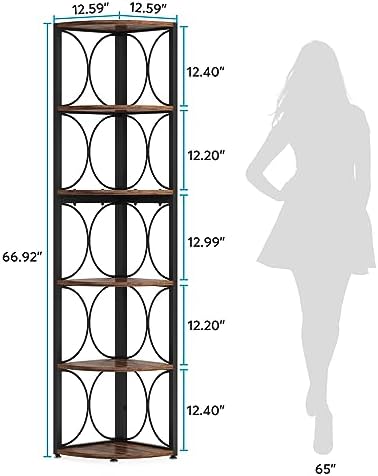 Tribesigns 67 Inch Tall Corner Shelf 6 Tier Bookcase
