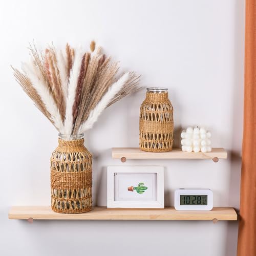 WHJY Boho Vase - Large Rattan Covered Glass Jar for Home Decor