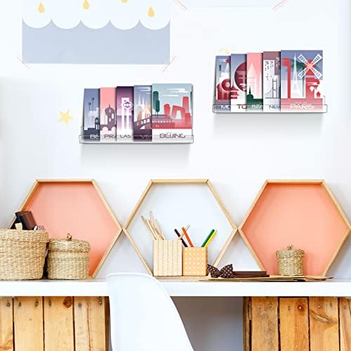 Jetec 24 Pcs Clear Floating Acrylic Shelves for Home Decor