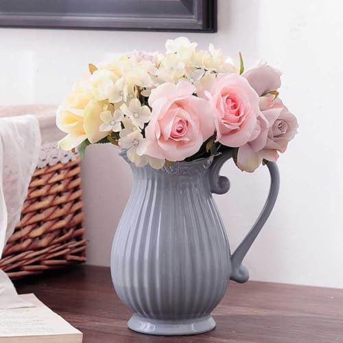 Mobestech Grey Ceramic Dried Flower Vase for Elegant Table Display