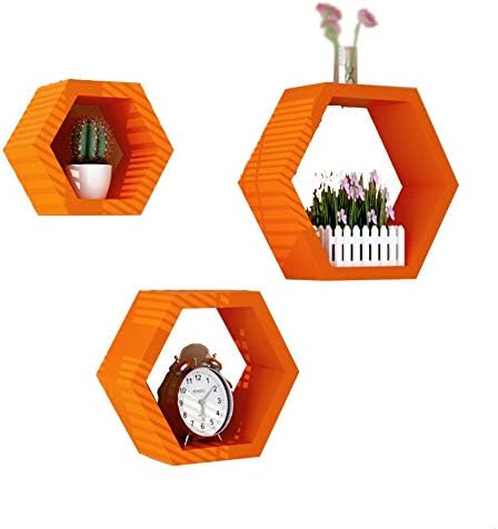 LIANGLIANG Floating Wall Shelves Creative 6 Corners Lattice Design Cube Display Stand