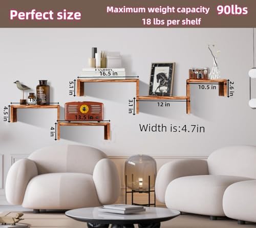 Wood Floating Shelves for Wall Versatile Book Display Shelves