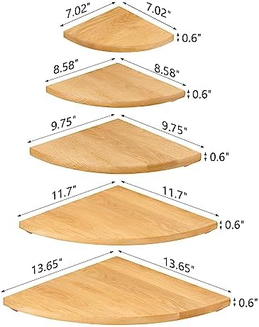 Natural Oak Corner Shelf 14 Inches Floating Display Shelf