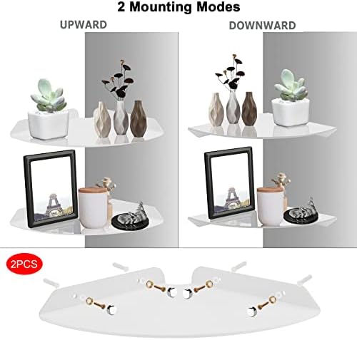 Cosmos 2 Pcs Acrylic Floating Corner Shelves Clear Transparent