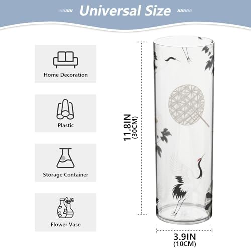 Grey Crane Flower Fan Vase 118 x 39 Inch Decorative