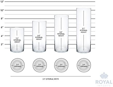 Royal Imports Glass Cylinder Vases Set of 4 - Floating Candles Wedding Home Decor