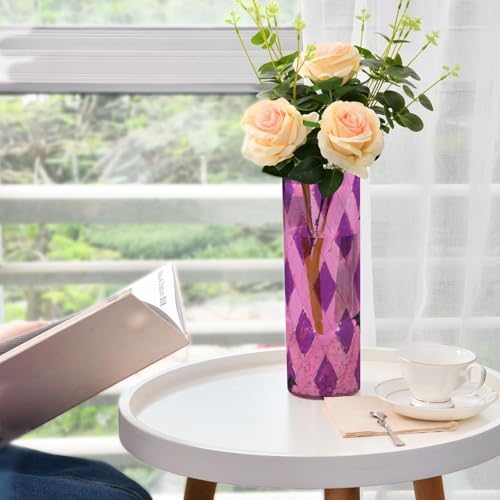 Gothic Pink Grid Plastic Flower Vase 118 x 39 Inch