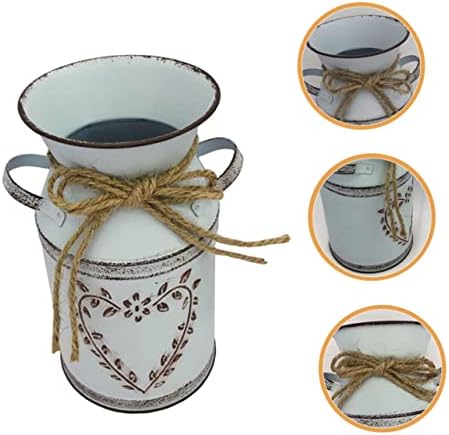 Cabilock Vintage Metal Flower Bucket for Floral Arrangement Rustic Decorative Vase