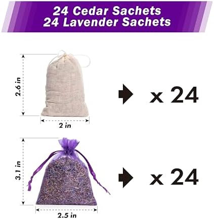 Lavande Sur Terre 48 Pack Cedar and Lavender Sachets for Home Fragrance