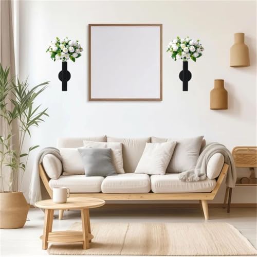 Wall Vase Metal Tube Holder for Dried Flowers 2 Pcs Black