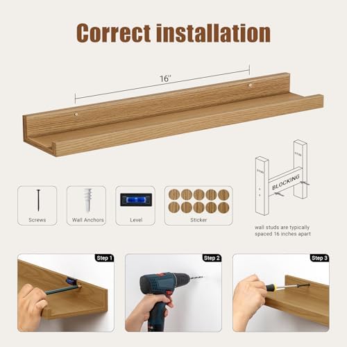 Floating Shelves Set of 6 24 Inch Wall Mounted Display Organizer