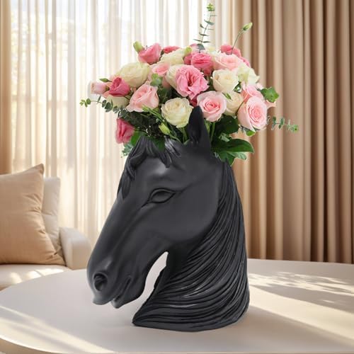 Modern Black Horse Head Vase Unique Home Decor
