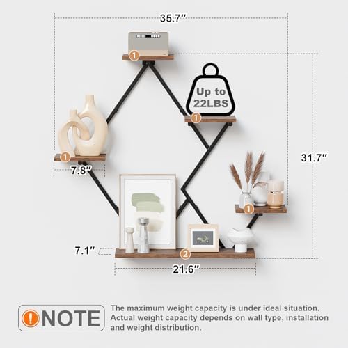 Floating Shelves for Wall Rustic Brown Black