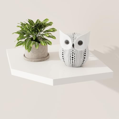 Fun Memories Corner Shelf Wall Mount Solid Oak Floating Shelves with Cable Hole 10in Rustic Design