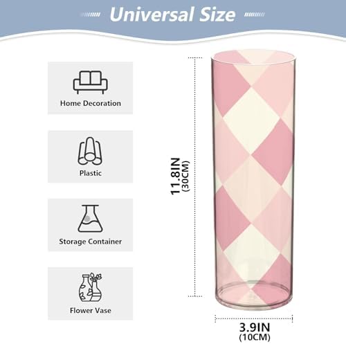 Blush and White Squares Plastic Hurricane Candle Holder 118 x 39 Inch