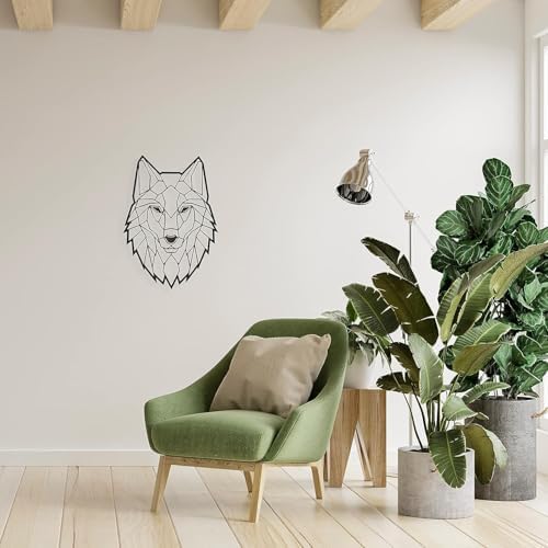 Metal Floating Wall Sculpture with Shades Wolf 43x31cm
