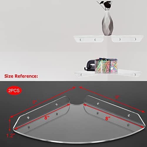 Cosmos 2 Pcs Acrylic Floating Corner Shelves Clear Transparent