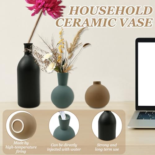 3Pcs Creative Ceramic Flower Vase Set for Home Decor