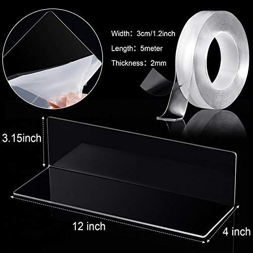 Jetec 8 Piece Clear Acrylic Floating Shelves Set