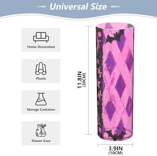Gothic Pink Grid Plastic Flower Vase 118 x 39 Inch