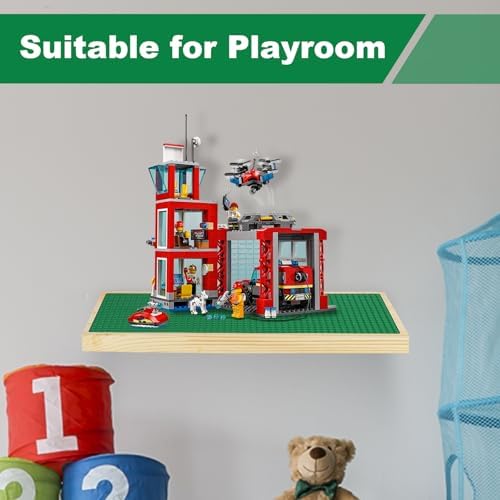 Vivise Display Shelves for Building Bricks 48x24 Wood Wall Mount