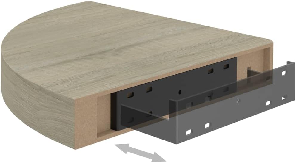 Floating Corner Shelf Oak 98x98x15 MDF for Home Decor