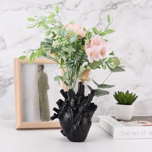 Heart Shaped Gothic Anatomical Resin Flower Vase Black