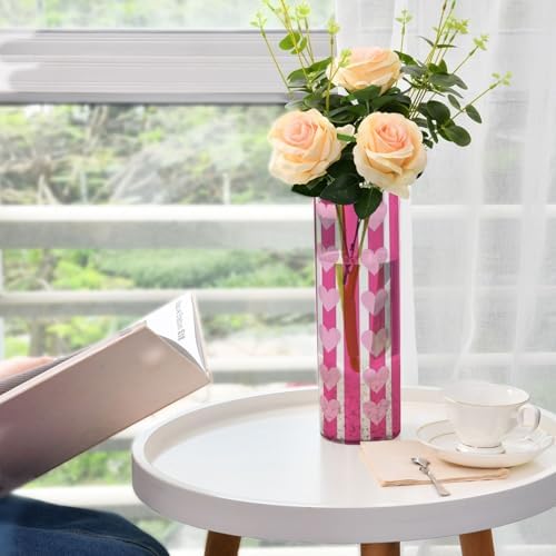 Gradient Peach Heart Plastic Hurricane Candle Holder 118 x 39 Inch Modern Decor