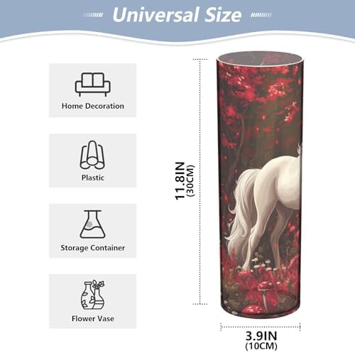 SyXIOP Robust Unicorns Plastic Cylinder Vase 118x39 Inch Decorative Hurricane Candle Holder