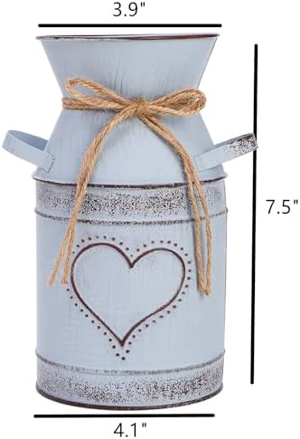 Dicunoy 2 PCS Metal Milk Can Vase 75 Rustic Flowers Decor for Home and Table Centerpieces