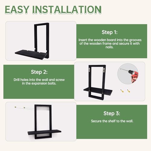 Square Floating Shelves Set of 2 - Modern Style Black