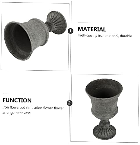 Garneck Vintage Metal Flower Vase Rustic Gray Vase for Home Decor