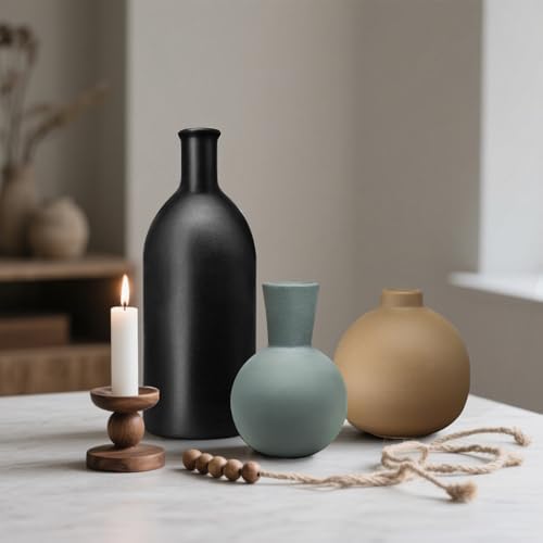 INKOTKIT Pottery Vases Set of 3 Rustic Farmhouse Decor Display