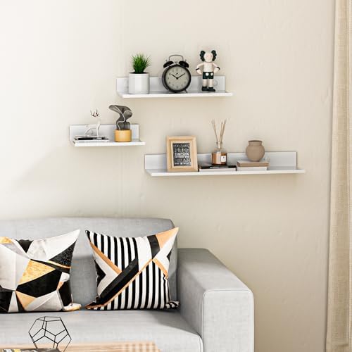 Wisfame White Floating Wall Shelves Set of 2 157 Inch