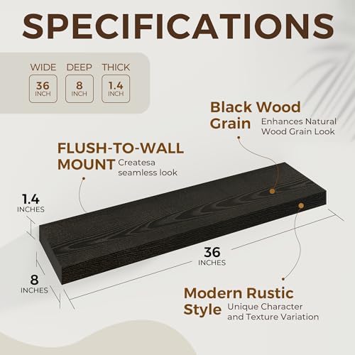 Dreamland 36 Inch Floating Shelves Set of 2 Black