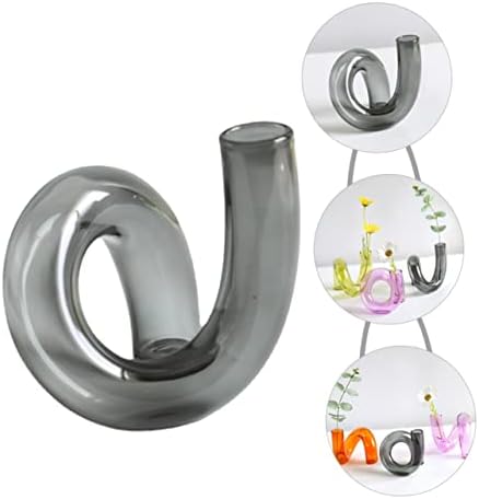 GLEAVI Irregular Glass Vase for Dried Flowers Creative Home Decor Grey