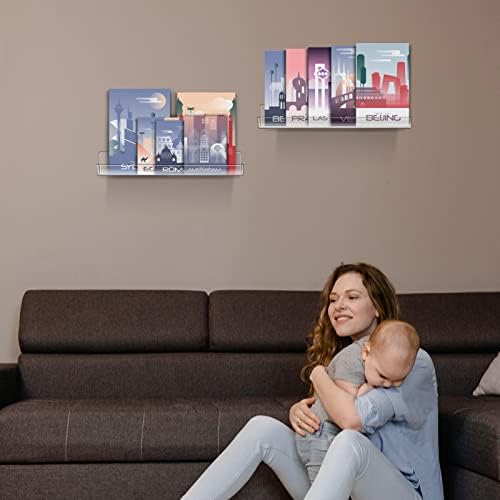 Jetec 24 Pcs Clear Floating Acrylic Shelves for Home Decor