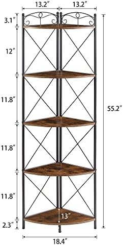 VECELO Corner Cabinet Tall Storage Shelf Bookshelf Display Rack