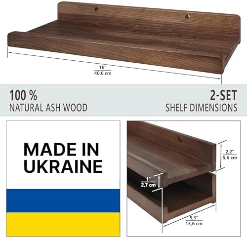 Wood Wedge Floating Shelves Set 2 16 Inch Waterproof