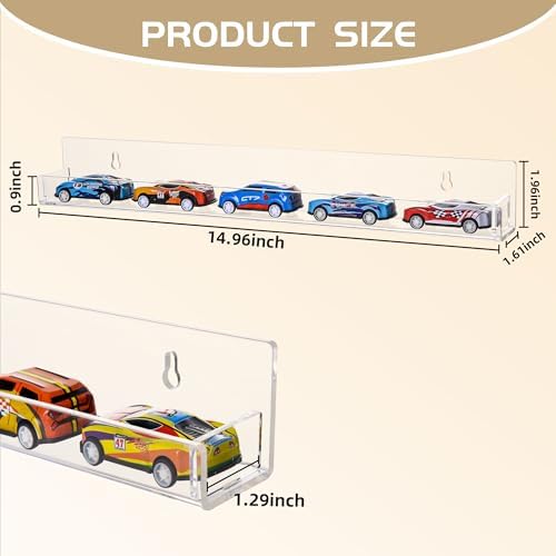 4-Pack 15 Inch Wall Mounted Display Rack for Miniature Toys and Collectibles