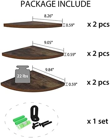 HORLIMER 6 Pack Floating Corner Shelf Set